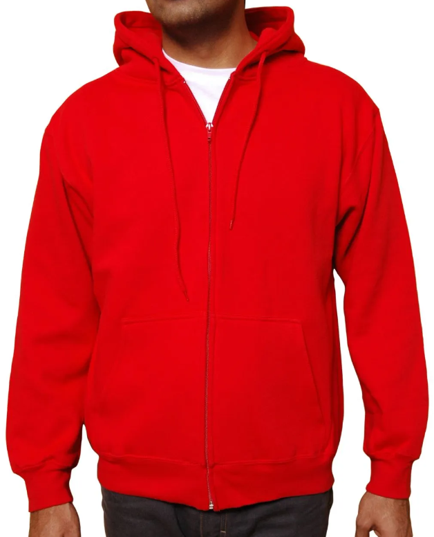 Men's Classic Zipper Hooded Sweatshirt Red